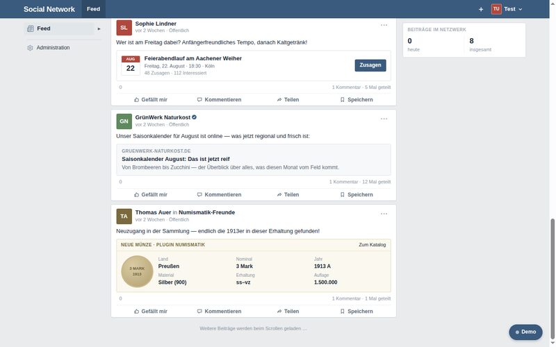 Konnex, soziales Netzwerk mit Plugin-Architektur: Screenshot 1