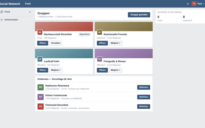Konnex, soziales Netzwerk mit Plugin-Architektur: Screenshot 2